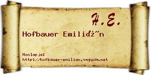 Hofbauer Emilián névjegykártya